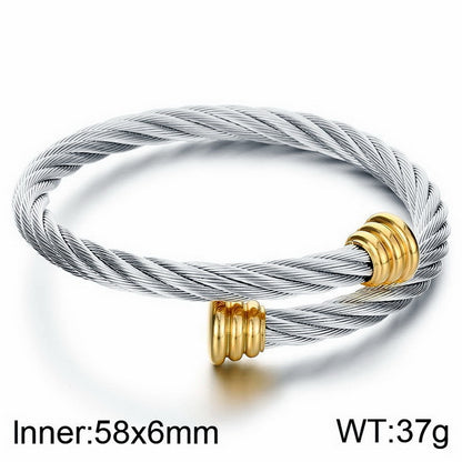 Edelstahl-Armband mit Kabelgeflecht-Design – Offener Verschluss für stylishen Look