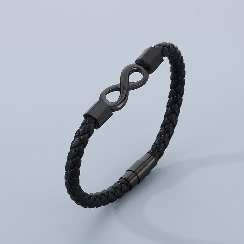 Personalisiertes Lederarmband für Männer mit Edelstahl & Unendlichkeitszeichen