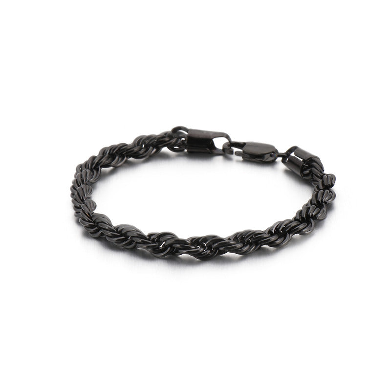 Herren Armband aus 18k vergoldetem Edelstahl - Geflochtenes Twisted Seil Design
