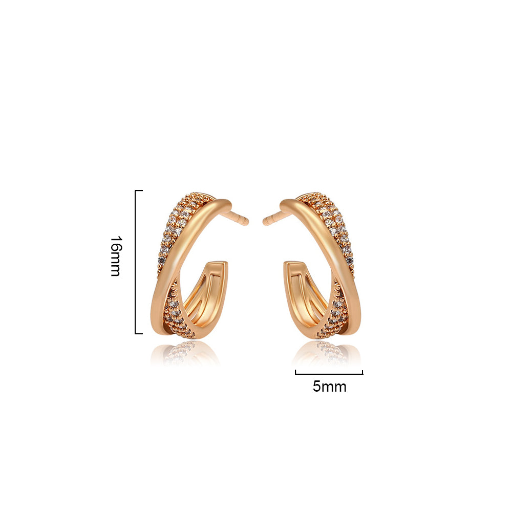 Verdrehte Kreuz-Ohrstecker 18K Gold vergoldet | Zirkonia Schmuck | Elegante Ohrringe