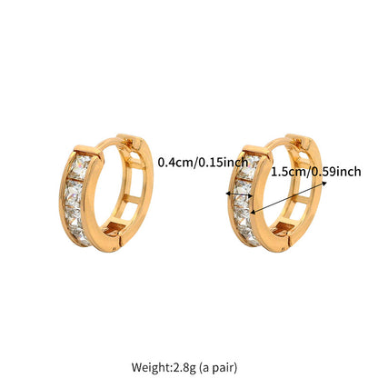 Quadratische Zirkonia Ohrclips - 18K vergoldete Kupferlegierung (1,5 cm)