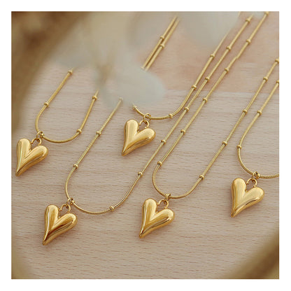 Minimalistisches Herz-Anhänger Halskette - 18K Echtgold Vergoldung / Edelstahl / Roségold (3 Farben)