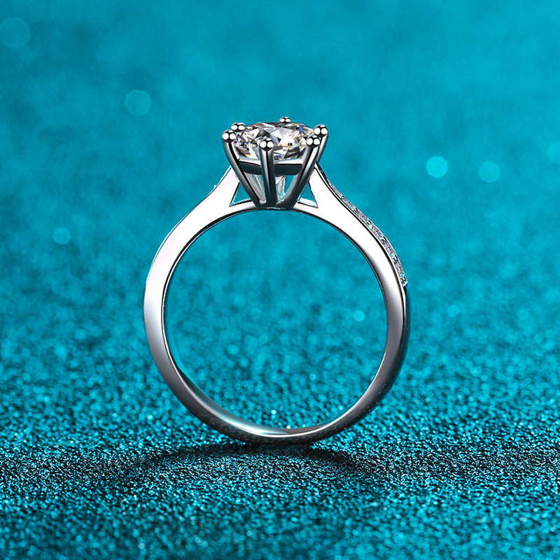 Sechskrallen-Zirkonia Ring mit Mikrofasung – 6,5mm|8mm – 925er Sterlingsilber rhodiniert