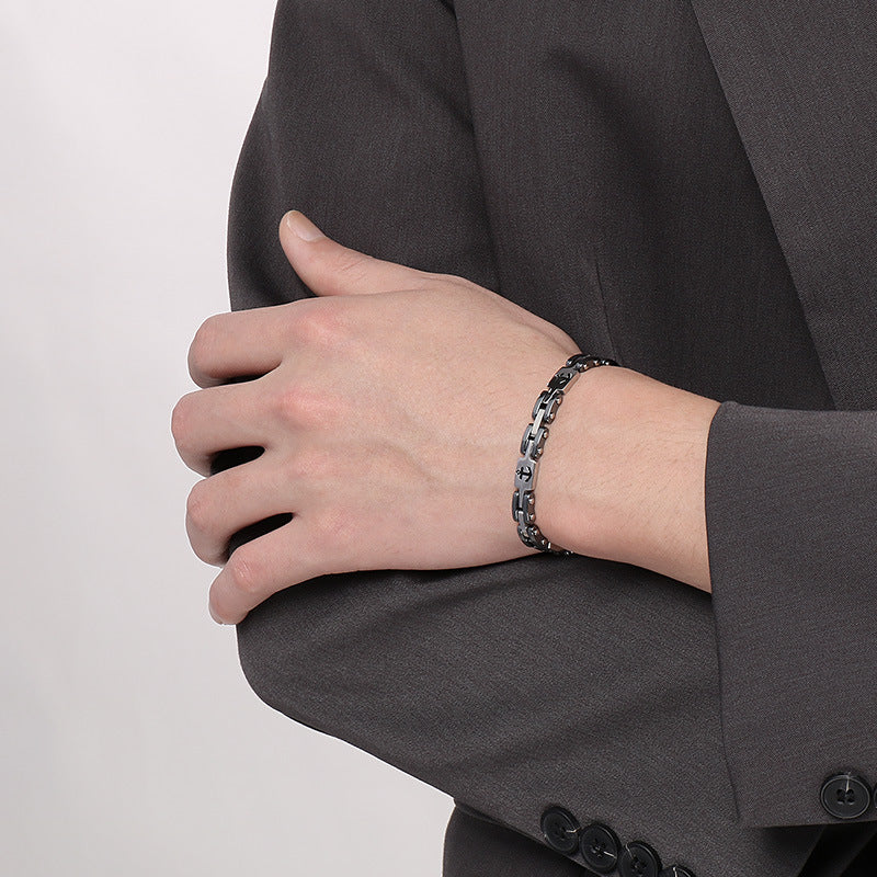 Maritimes Titanstahl-Armband für Herren – Mit eingraviertem Anker-Motiv & robuster Gliederkette