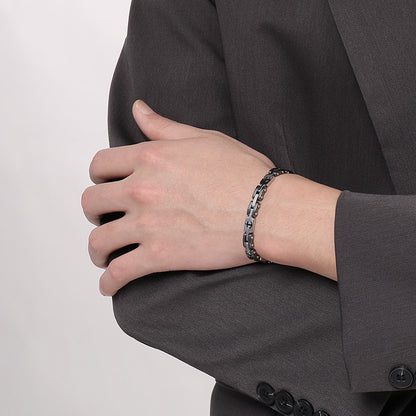 Maritimes Titanstahl-Armband für Herren – Mit eingraviertem Anker-Motiv & robuster Gliederkette