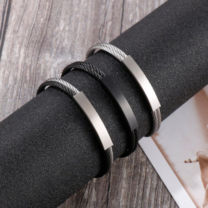 Offenes Herren-Armband aus Edelstahl – Geflochtenes Drahtseil mit Twisted-Look