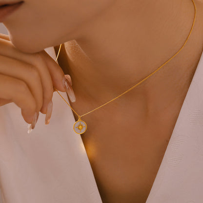 Vintage-Stern-Anhänger mit Muschelmotiv – Edelstahlkette in 18k Gold oder Silber