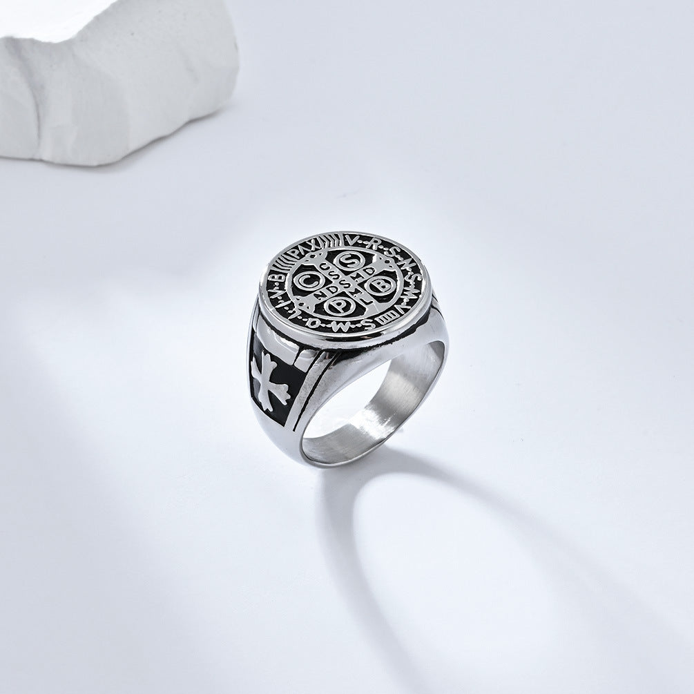 Gothic Kreuz Ring - Edelstahl Männerschmuck mit Okkultem Design - Punk & Rock Accessoire