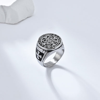 Gothic Kreuz Ring - Edelstahl Männerschmuck mit Okkultem Design - Punk & Rock Accessoire