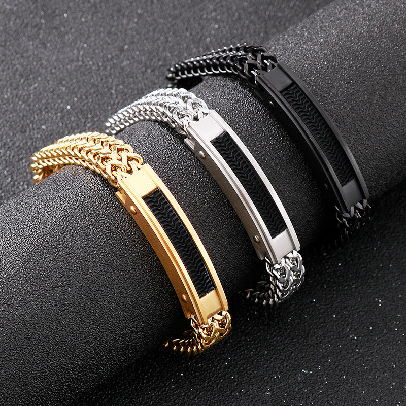Punk Armband für Herren aus Edelstahl-Würfelkette mit Magnetverschluss – Robust & Rebellisch