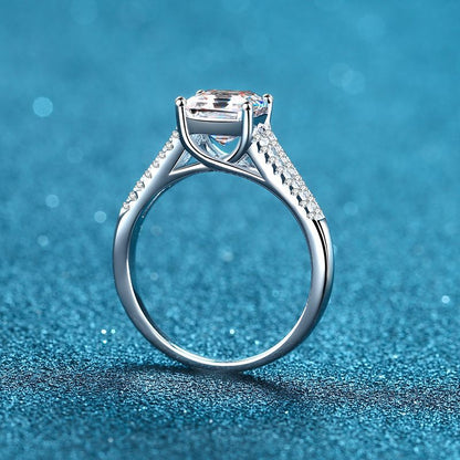 Asscher-Schliff Zirkonia Ring (2ct) mit Mikrofasung – 925er Sterlingsilber rhodiniert