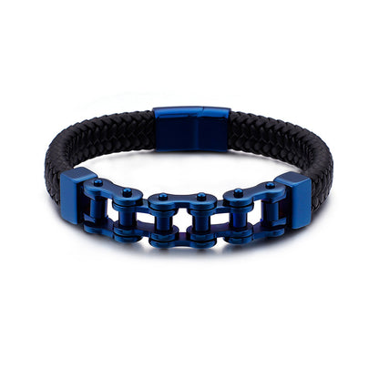 Herren Armband aus Edelstahlkette & geflochtenem Leder – Robust & Stilvoll