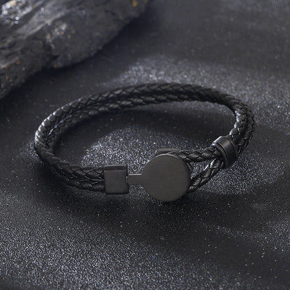 Retro Lederarmband mit Punkträgern – Doppelt geflochten & Individuell