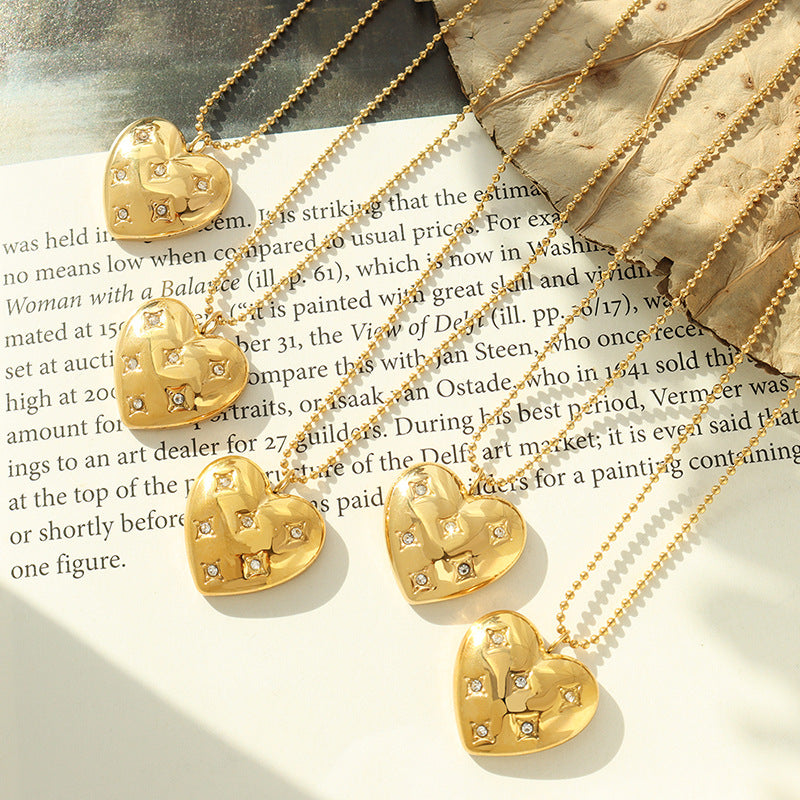 Romantische Herz-Anhängerkette mit funkelnden Zirkonia – Verstellbar in Gold oder Silber