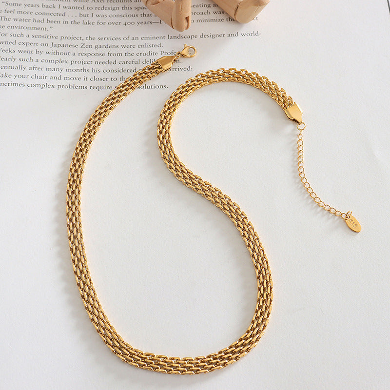 Retro geflochtene Edelstahlkette | Hochglanz-Silberoptik oder 18k Gold (2 Farben)