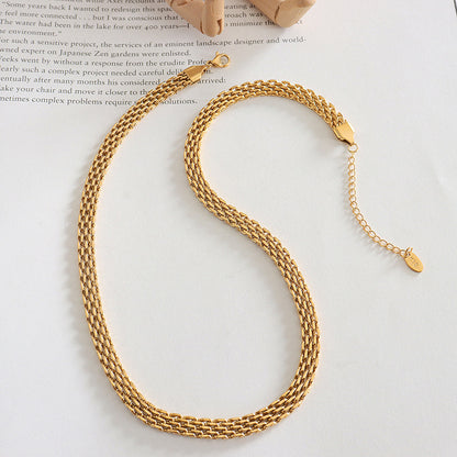 Retro geflochtene Edelstahlkette | Hochglanz-Silberoptik oder 18k Gold (2 Farben)