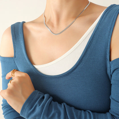 Minimalistische Kettenglieder Halskette (Schlüsselbein & Classic) + Armband - Vergoldet & Edelstahl-Optik