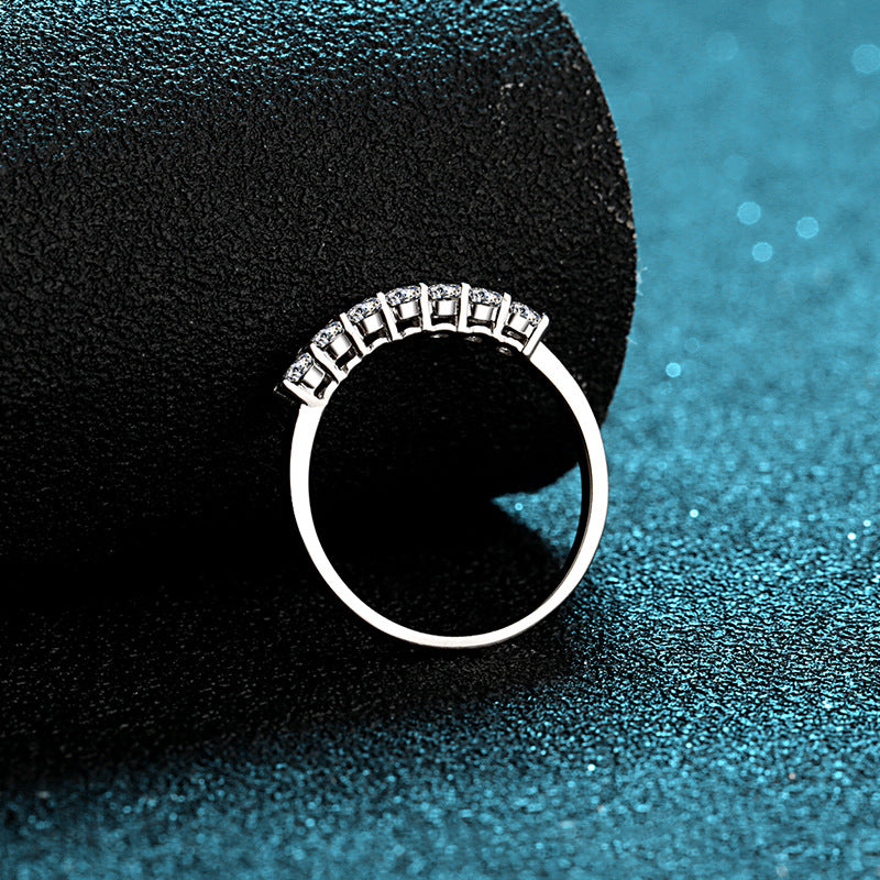 7-Prinzessinnen Zirkonia Ring (7 Steine) – 925er Sterlingsilber rhodiniert
