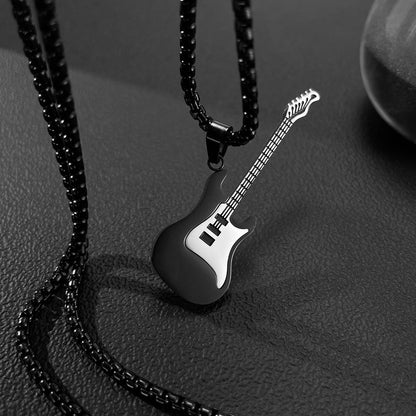 Hip-Hop Gitarren-Anhänger Straßenstyle – Klassisches Titan-Halsband für Männer