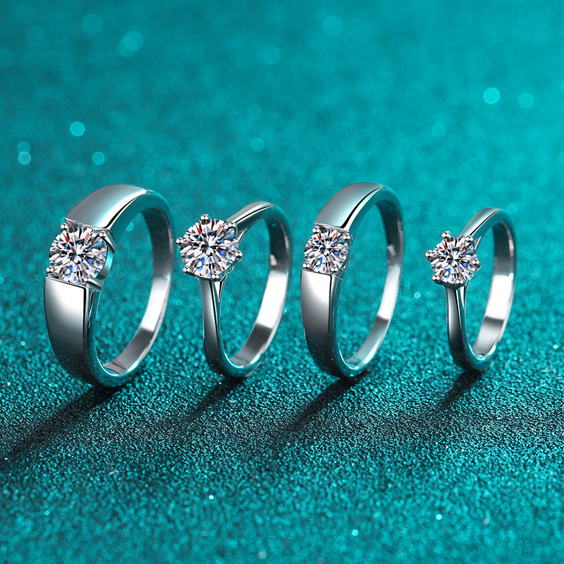 Zirkonia-Paarringe (1ct) | 925 Sterlingsilber mit Rhodium-Plattierung - Für Ihn & Sie