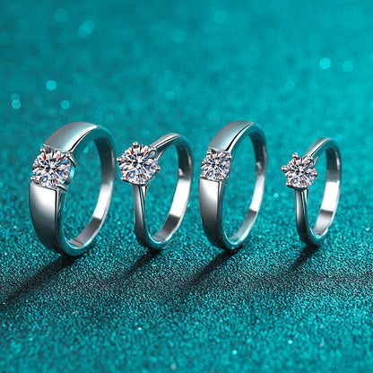 Zirkonia-Paarringe (1ct) | 925 Sterlingsilber mit Rhodium-Plattierung - Für Ihn & Sie