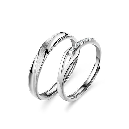 S925 Sterling Silber 'Rupert’s Träne' Paarringe - Rhodinierte Weißgold-Optik mit funkelnden Zirkonia-Steinen