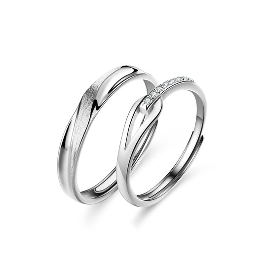 S925 Sterling Silber 'Rupert’s Träne' Paarringe - Rhodinierte Weißgold-Optik mit funkelnden Zirkonia-Steinen