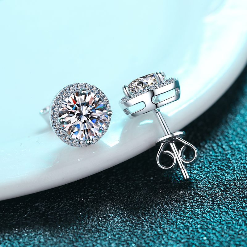Vierkrallen-Rundfassung Zirkonia Ohrstecker – 5mm|6,5mm – 925er Sterlingsilber rhodiniert