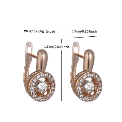 Anmutige runde Ohrclips mit Zirkonia - Kupferlegierung vergoldet (1,6 cm)