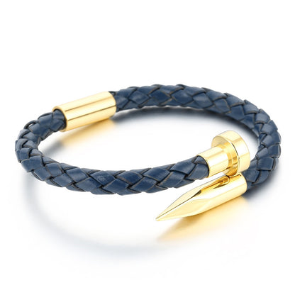 Lederarmband mit Edelstahl-Nieten und Magnetverschluss