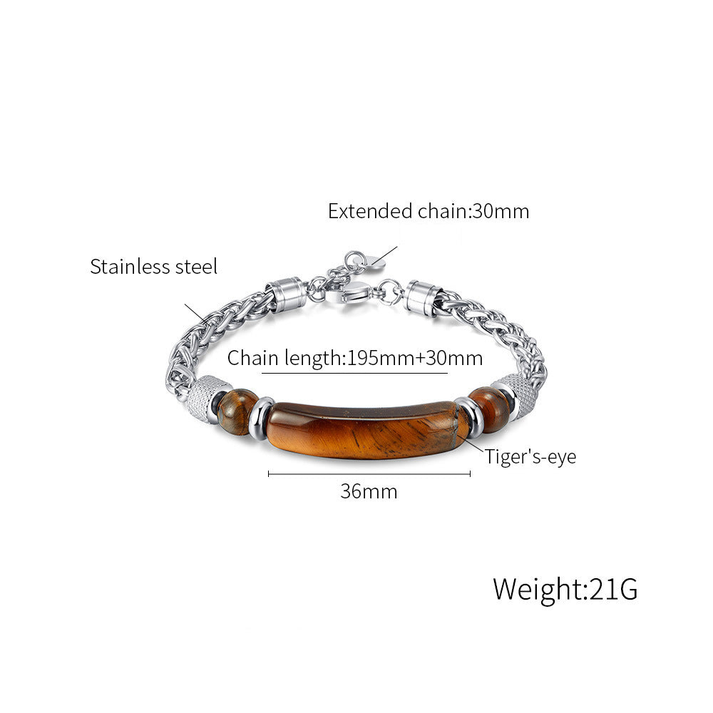 Edelstahl-Kettenarmband mit Tigerauge & Titan – Für Herren