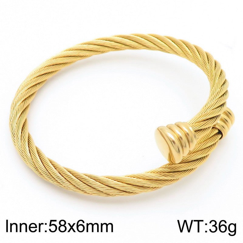 Edelstahl-Armband mit Kabelgeflecht-Design – Offener Verschluss für stylishen Look