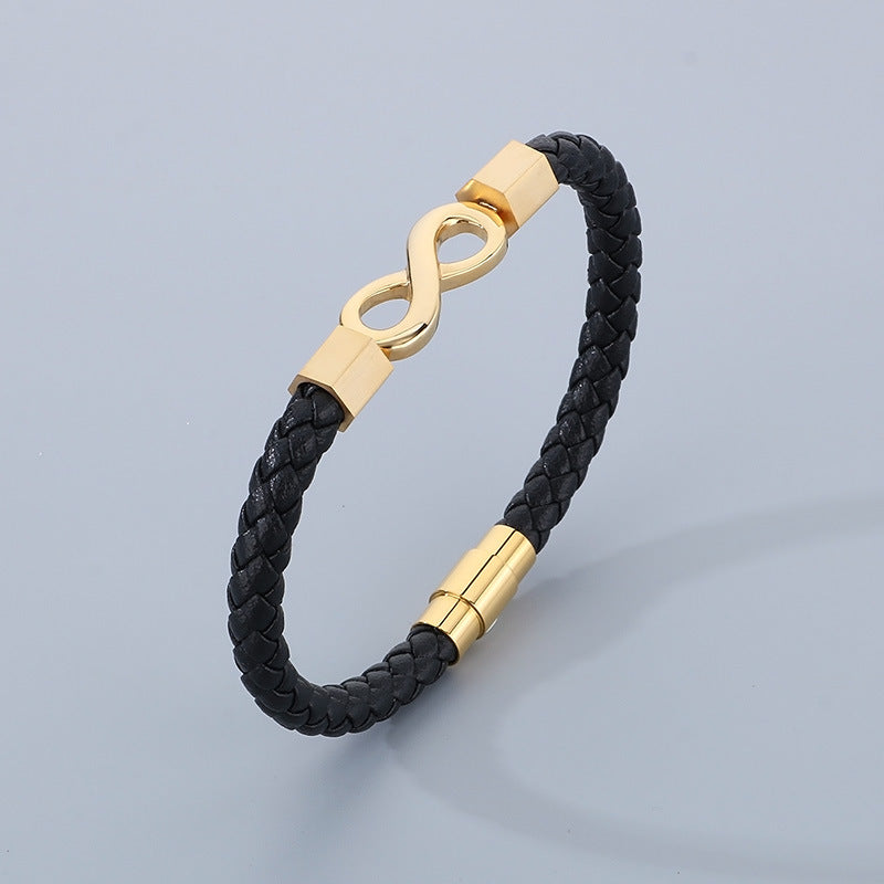 Personalisiertes Lederarmband für Männer mit Edelstahl & Unendlichkeitszeichen