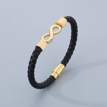 Personalisiertes Lederarmband für Männer mit Edelstahl & Unendlichkeitszeichen
