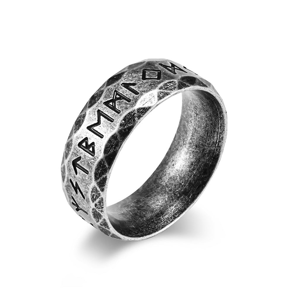 Wikinger Ring mit Runen - Titanstahl Herrenring im Vintage Design - Nordischer Männerschmuck - Keltischer Symbolring