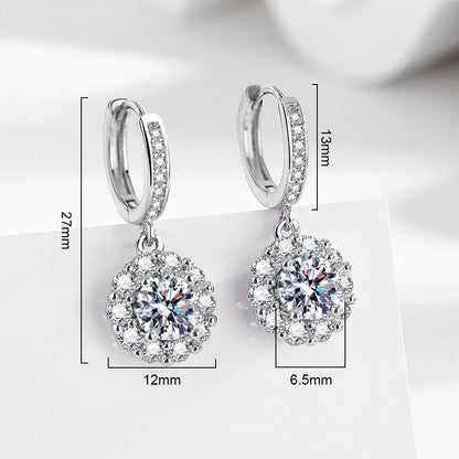 Blüten-Ohrringe mit Zirkonia - Kupfer rhodiniert (Weißgold-Optik)