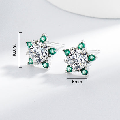 Sterne Ohrringe mit Zirkonia - Kupfer rhodiniert (Weißgold-Optik) & 925er Silber Ohrstecker