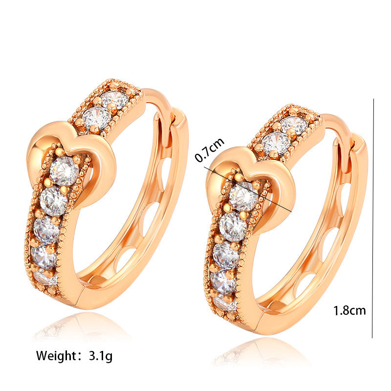 Romantische Herz-Ohrringe mit funkelnden Zirkonia | 18K Goldbeschichtung, 18mm Durchmesser