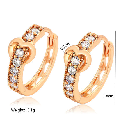 Romantische Herz-Ohrringe mit funkelnden Zirkonia | 18K Goldbeschichtung, 18mm Durchmesser
