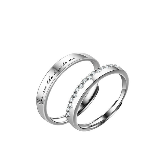 S925 Sterlingsilber 'You Are The Best To Me' Paarringe - Verstellbare Größe, rhodinierte Weißgold-Optik mit funkelnden Zirkonia-Steinen