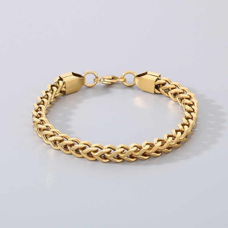 Minimalistische Kubaketten-Armbänder für Paare – Mit strukturiertem Wirbelmuster und Hochglanzschliff