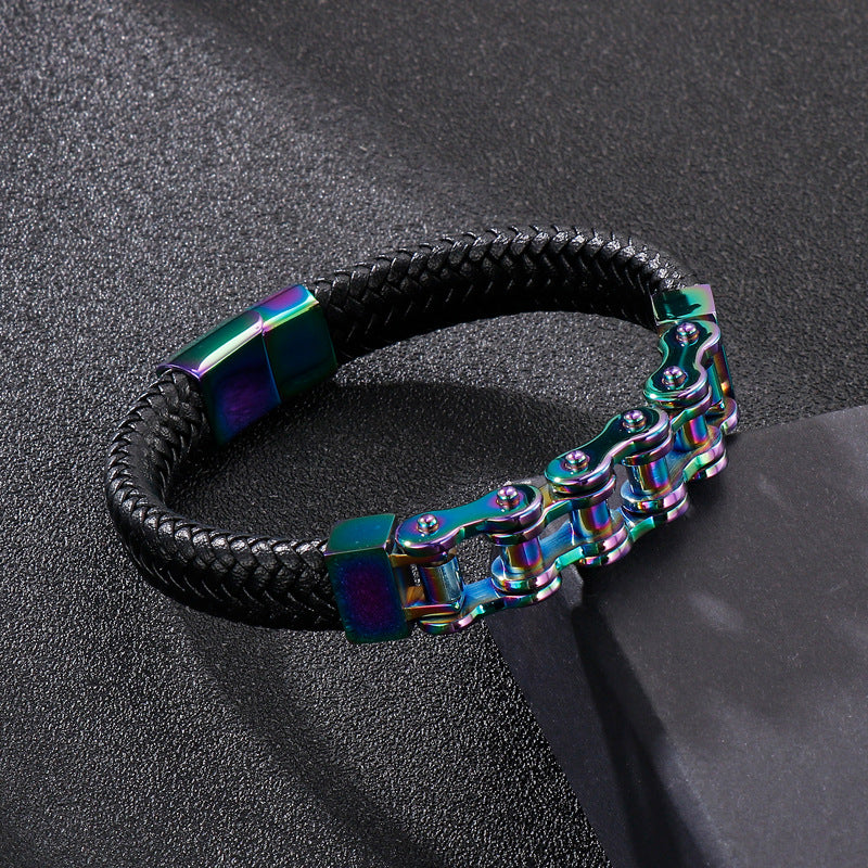 Herren Armband aus Edelstahlkette & geflochtenem Leder – Robust & Stilvoll