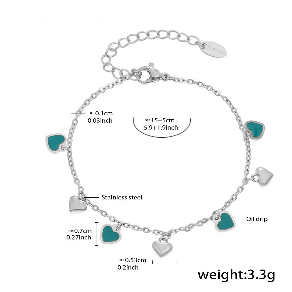 Mehrfarbige Grün-Herz-Kollektion – 18K vergoldeter Edelstahl Schmuck als Armband oder Halskette (wahlweise Gold- oder Silberoptik)