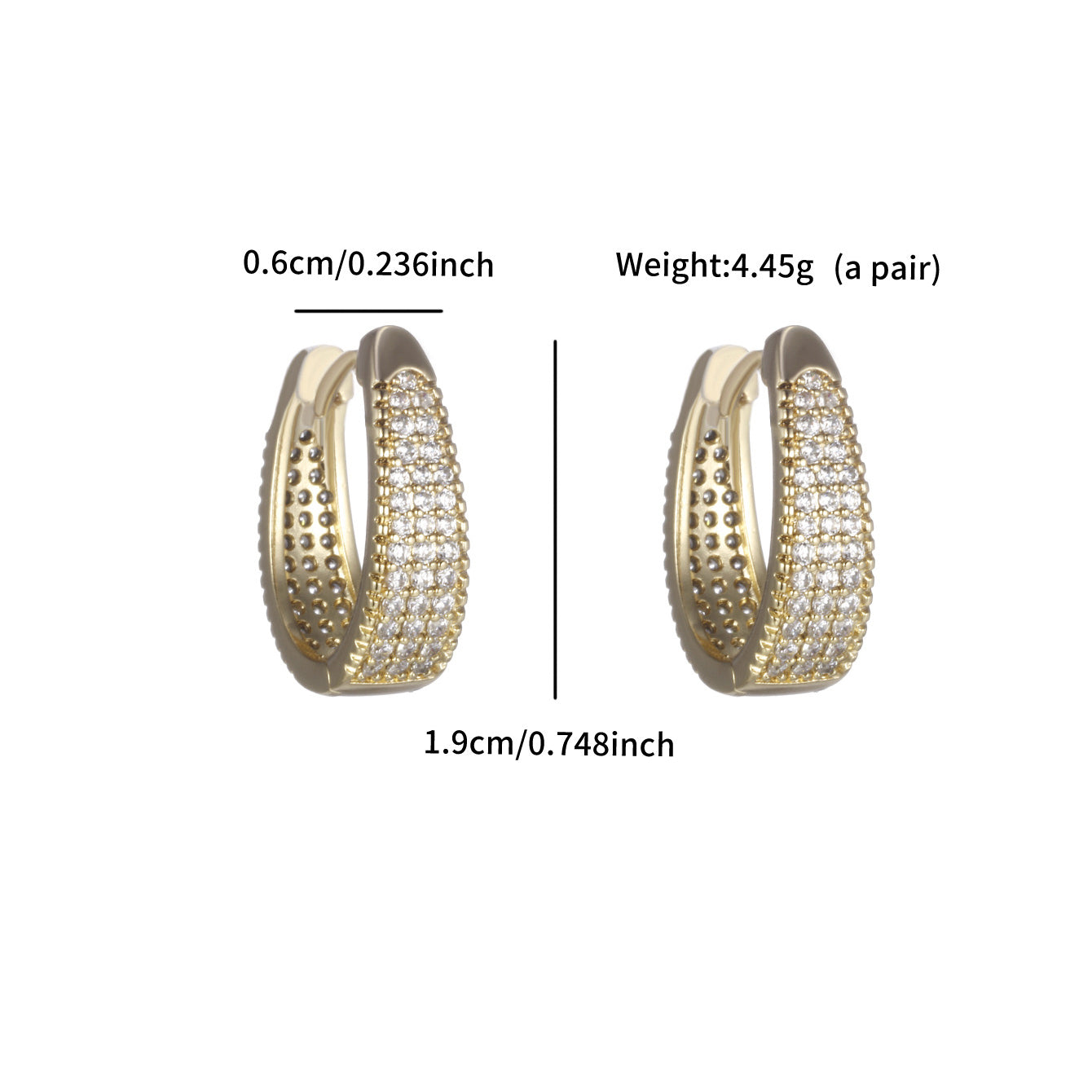 Geometrische Ohrclips mit Zirkonia - Kupferlegierung vergoldet (1,9 cm)