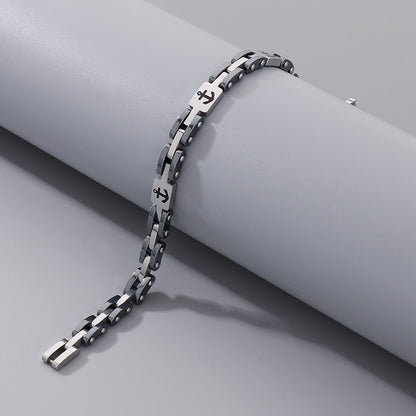 Maritimes Titanstahl-Armband für Herren – Mit eingraviertem Anker-Motiv & robuster Gliederkette