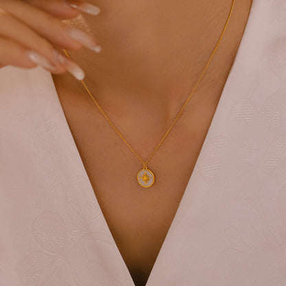 Vintage-Stern-Anhänger mit Muschelmotiv – Edelstahlkette in 18k Gold oder Silber
