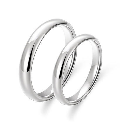 S925 Sterlingsilber Paarringe (Klassiker) - Hochglanz Poliert, rhodinierte Weißgold-Optik | Wahlweise geschlossen oder verstellbar