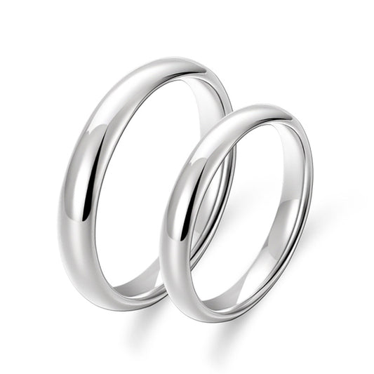 S925 Sterlingsilber Paarringe (Klassiker) - Hochglanz Poliert, rhodinierte Weißgold-Optik | Wahlweise geschlossen oder verstellbar