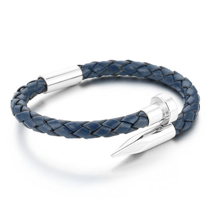 Lederarmband mit Edelstahl-Nieten und Magnetverschluss