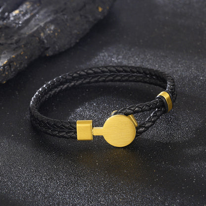 Retro Lederarmband mit Punkträgern – Doppelt geflochten & Individuell